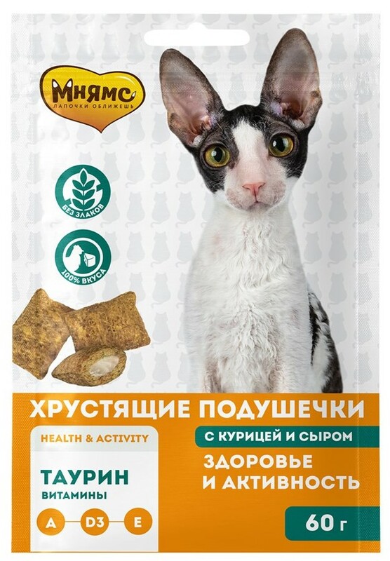 Мнямс Хрустящие подушечки Здоровье и активность с курицей и сыром