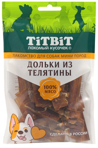 TitBit Дольки из телятины для собак мини пород, ТитБит 70 г