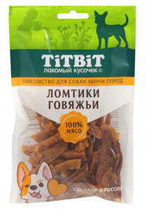 TitBit Ломтики говяжьи для собак мини пород, ТитБит 70 г