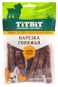 TitBit Нарезка говяжья для собак мини пород, ТитБит 70 г