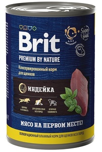 Brit Premium by Nature консервы для щенков с индейкой, Брит 410 г