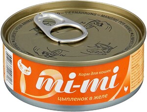 Mi-Mi консервы для кошек с мясом цыпленка в желе, МиМи 80 г