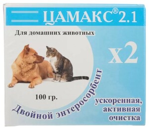 Цамакс двойной энтеросорбент для домашних животных с серой 100 г