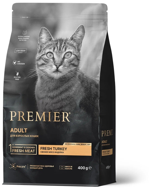 Premier Cat Turkey Adult свежее мясо индейки, Премьер