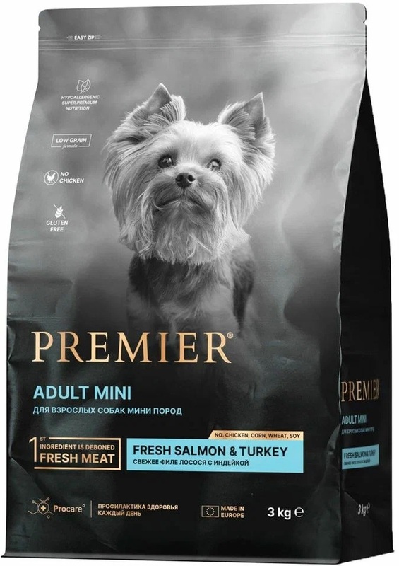 Premier Dog Salmon&Turkey Adult Mini, Премьер
