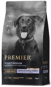 Premier Dog Salmon&Turkey Adult Medium, Премьер