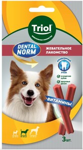 Triol Dental Norm лакомство Палочки жевательные с витаминами для собак средних пород, Триол 75 г