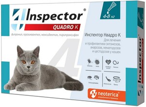 Капли Inspector Quadro для кошек 4-8 кг, Инспектор Квадро
