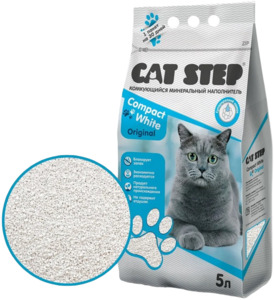 Наполнитель Cat Step Compact White Original минеральный комкующийся, Кэт Степ