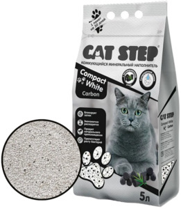 Наполнитель Cat Step Compact White Активированный уголь минеральный комкующийся, Кэт Степ