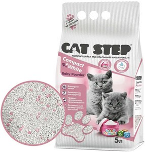 Наполнитель Cat Step Compact White Детская присыпка минеральный комкующийся , Кэт Стэп