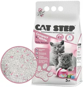 Наполнитель Cat Step Compact White Детская присыпка минеральный комкующийся , Кэт Стэп
