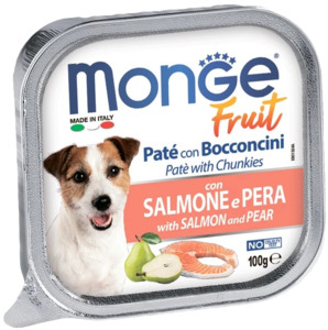 Monge Dog Fruit консервы для собак паштет с лососем и грушей, Монж 