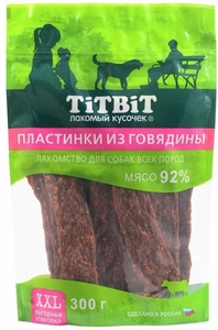 Пластинки TitBit из говядины для собак всех пород, ТитБит 300 г