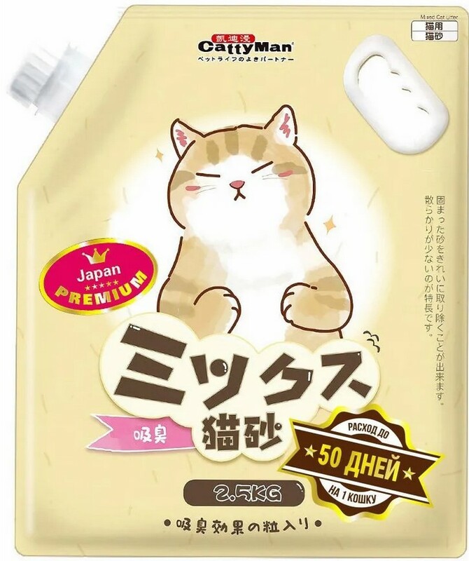 Угольный наполнитель CattyMan 3D MIX Тофу и Бентонитом