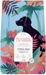 Florida сухой корм для собак крупных пород с ягненком и грушей, Флорида