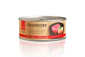 Grandorf консервы для кошек филе тунца с креветками, Грандорф 70г