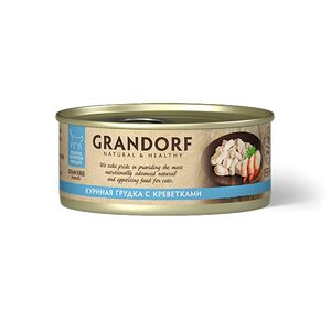 Grandorf консервы для кошек куриная грудка с креветками, Грандорф
