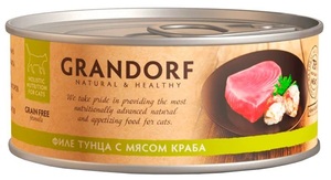 Grandorf консервы для кошек филе тунца с мясом краба, Грандорф