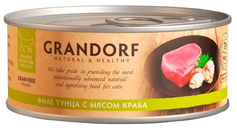 Grandorf консервы для кошек куриная грудка и филе краба, Грандорф