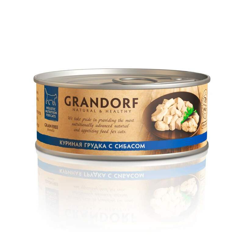 Grandorf консервы для кошек грудка с сибасом, Грандорф