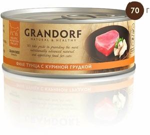 Grandorf консервы для кошек тунец с куриной грудкой, Грандорф 70г