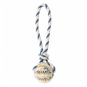 Мяч Trixie на верёвке Denta Fun, Трикси 28см синий/белый