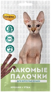 Мнямс Лакомые палочки для кошек, утка и кролик