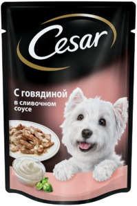 Цезарь пауч говядина в сливочном соусе для собак, Cesar