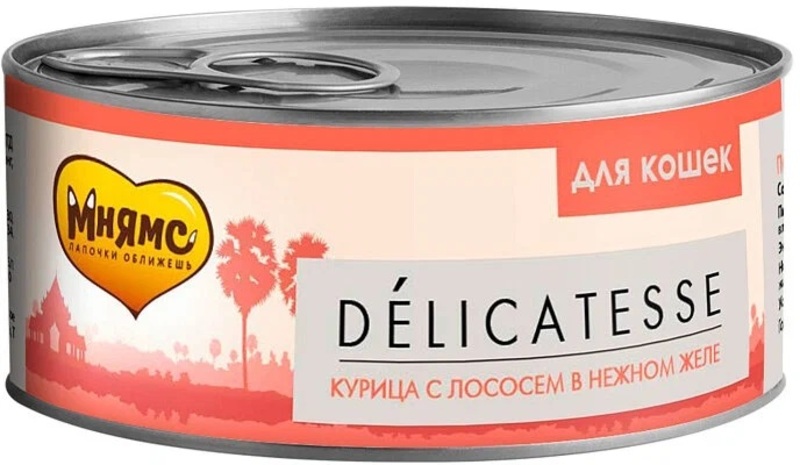 Мнямс Консервы для кошек курица с лососем в желе