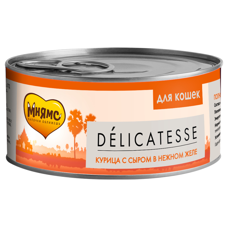 Мнямс Консервы для кошек желе с курицей и сыром