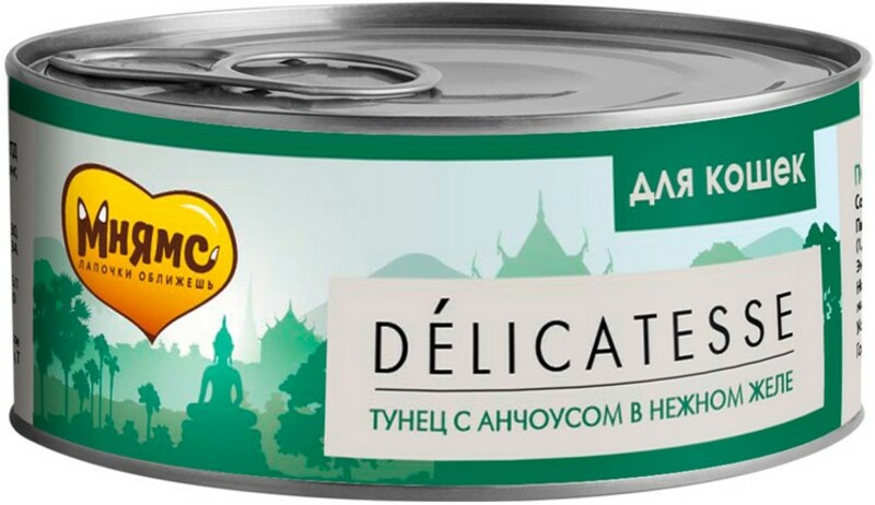 Мнямс Консервы для кошек в желе тунец с анчоусами