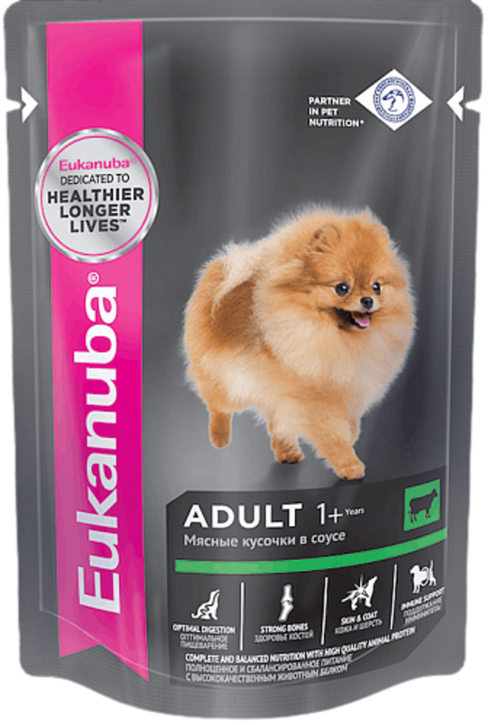 Eukanuba adult all breed пауч говядина в соусе, Эукануба