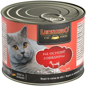 Leonardo консервы для кошек с говядиной, Леонардо 400г