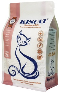 Kiscat Premium White наполнитель полигелевый, Кискэт 3л