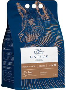 Blue Native Holistic корм для взрослых собак средних и крупных пород говядина, Блю Нэтив 2кг