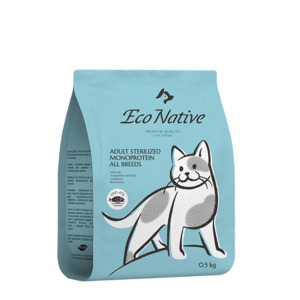 Eco Native Сухой корм для стерилизованных кошек и кастрированных котов рыба, Эко Нетив 500г