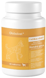 Globalvet Hondro plus для собак крупных пород для суставов, Глобалвет Хондро Плюс 138 г 55 таблеток
