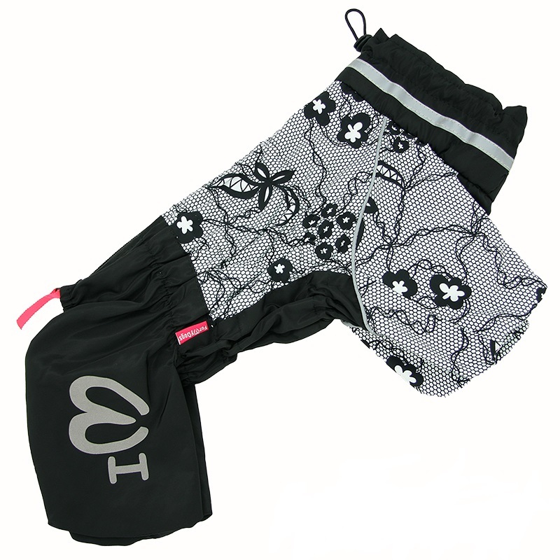 Комбинезон-дождевик ForMyDogs кружево черный для девочки, ФорМайДог