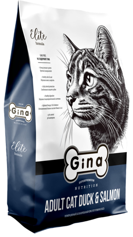 Gina Grain Free для кошек Утка и лосось, Джина