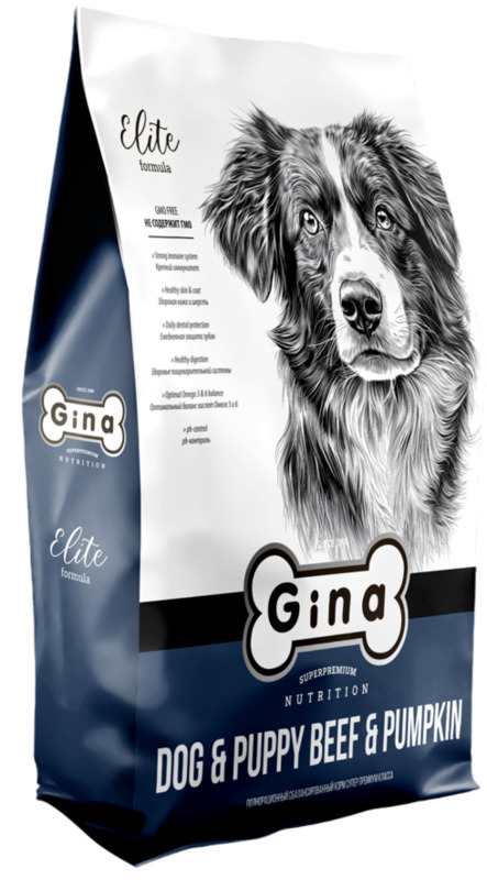Gina для свзрослых обак и щенков Говядина и тыква, Джина