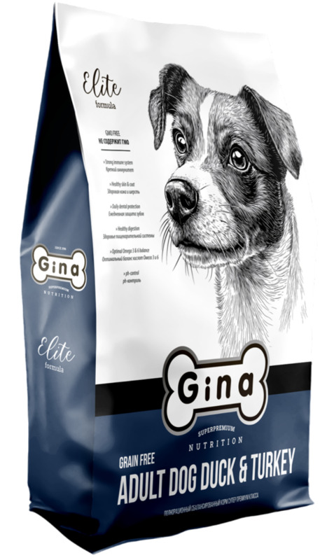 Gina Grain Free для собак Утка и индейка, Джина