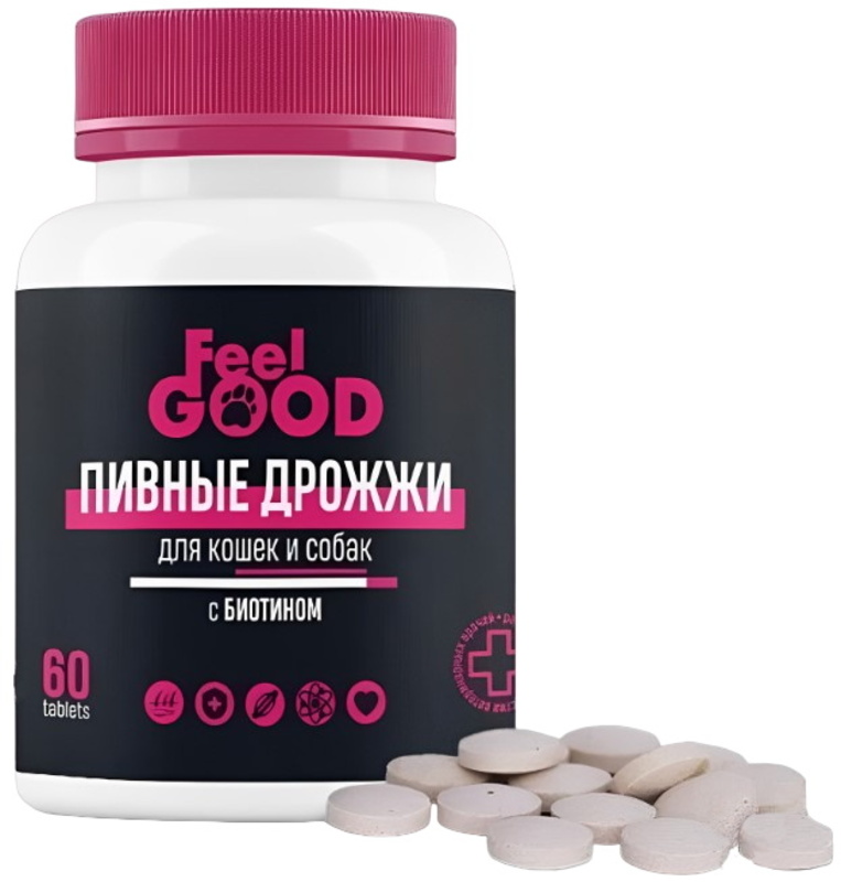 Пивные дрожжи FeelGOOD с биотином и чесноком для кошек и собак, ФилГУД