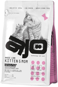 Корм AJO Kitten & Mom с индейкой, Аджо 0,4 кг