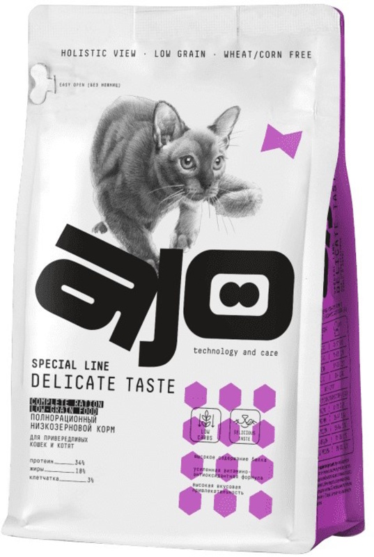 Корм Айо Delicate Taste для кошек и котят, AJO