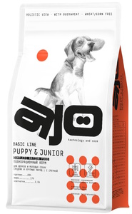 Корм AJO Puppy & Junior Medium & Maxi с индейкой и гречкой, Аджо