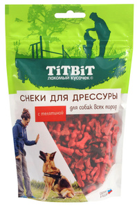 TitBit снеки для дрессировки собак всех пород с телятиной, Титбит 100 г