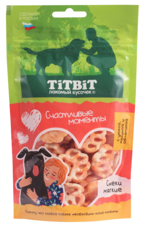 TitBit Снеки мягкие Счастливые моменты с уткой, малиной и облепихой, ТитБит