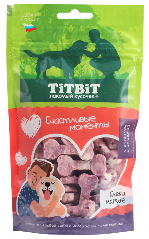 TitBit Снеки мягкие Счастливые моменты с ягненком и черникой, ТитБит