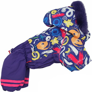 Комбинезон ForMyDogs фиолетовый для девочек с капюшоном, ФоМайДог 18 (спина 36 см, грудь 48 см)